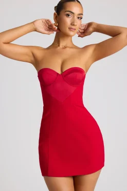Oh Polly Night Out | Satin Dresses^Strapless A-Line Mini Dress in Fire Red FireRed