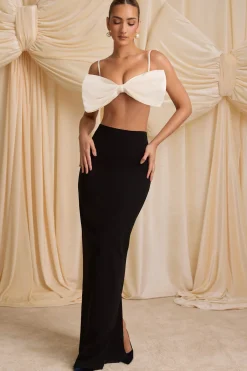 Oh Polly Tops^Strapless Bow Crop Top in Ivory