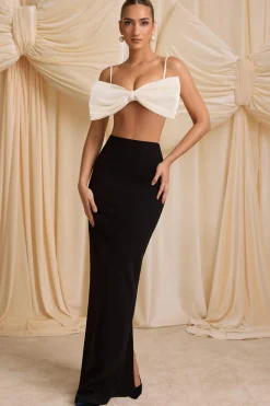 Oh Polly Tops^Strapless Bow Crop Top in Ivory