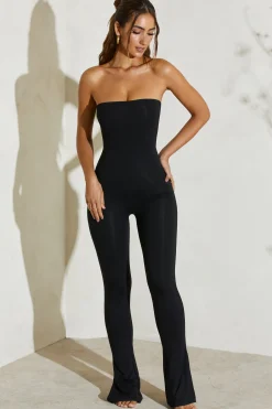 Oh Polly Jumpsuits & Unitards^Strapless Flared Hem Jumpsuit in Black