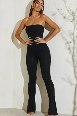 Oh Polly Jumpsuits & Unitards^Strapless Flared Hem Jumpsuit in Black
