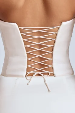 Oh Polly Women'S Clothing Sale - $65 And Under | Bride To Be^Strapless Lace-Up Satin Corset in Ivory