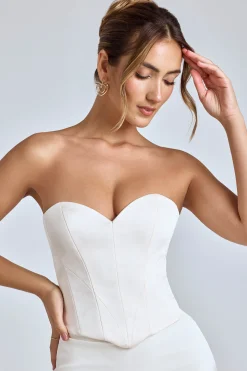 Oh Polly Women'S Clothing Sale - $65 And Under | Bride To Be^Strapless Lace-Up Satin Corset in Ivory