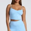 Oh Polly Women'S Clothing Sale - $65 And Under | Women'S Clothing Sale - $40 And Under^Strappy Ruched Pointelle Crop Top in Baby Blue BabyBlue