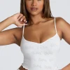 Oh Polly Women'S Clothing Sale - $65 And Under | Women'S Clothing Sale - $40 And Under^Strappy Ruched Pointelle Crop Top in White