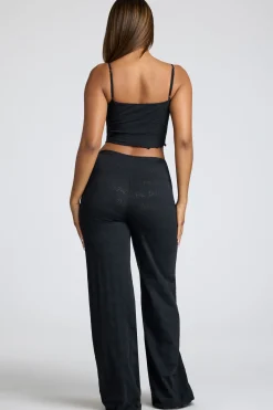 Oh Polly Women'S Clothing Sale - $65 And Under | Women'S Clothing Sale - $40 And Under^Strappy Ruched Pointelle Crop Top in Black