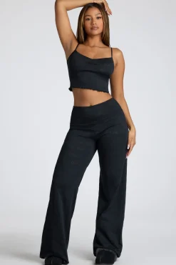 Oh Polly Women'S Clothing Sale - $65 And Under | Women'S Clothing Sale - $40 And Under^Strappy Ruched Pointelle Crop Top in Black