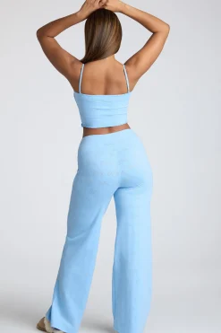 Oh Polly Women'S Clothing Sale - $65 And Under | Women'S Clothing Sale - $40 And Under^Strappy Ruched Pointelle Crop Top in Baby Blue BabyBlue