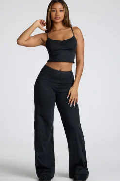 Oh Polly Women'S Clothing Sale - $65 And Under | Women'S Clothing Sale - $40 And Under^Strappy Ruched Pointelle Crop Top in Black