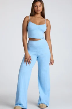 Oh Polly Women'S Clothing Sale - $65 And Under | Women'S Clothing Sale - $40 And Under^Strappy Ruched Pointelle Crop Top in Baby Blue BabyBlue