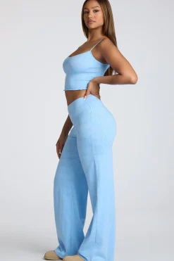 Oh Polly Women'S Clothing Sale - $65 And Under | Women'S Clothing Sale - $40 And Under^Strappy Ruched Pointelle Crop Top in Baby Blue BabyBlue