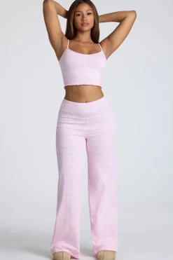 Oh Polly Lounge & Intimates | Co-Ords^Strappy Ruched Pointelle Crop Top in Baby Pink BabyPink