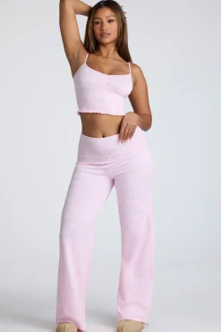 Oh Polly Lounge & Intimates | Co-Ords^Strappy Ruched Pointelle Crop Top in Baby Pink BabyPink