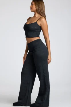Oh Polly Women'S Clothing Sale - $65 And Under | Women'S Clothing Sale - $40 And Under^Strappy Ruched Pointelle Crop Top in Black