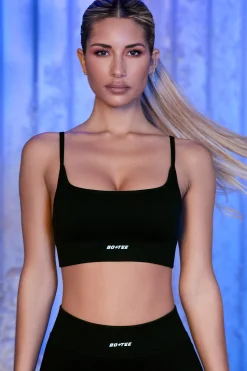 Oh Polly Sports Bras^Strappy Sports Bra in Black