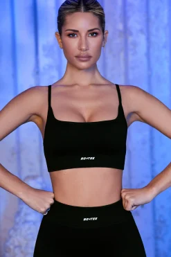 Oh Polly Sports Bras^Strappy Sports Bra in Black