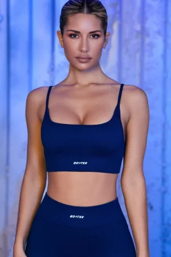 Oh Polly Sports Bras^Strappy Sports Bra in Navy