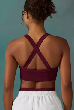 Oh Polly Matching Sets | Sports Bras^Super Sculpt Seamless Cross Back Sports Bra in Plum