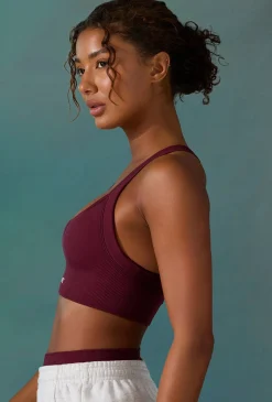 Oh Polly Matching Sets | Sports Bras^Super Sculpt Seamless Cross Back Sports Bra in Plum