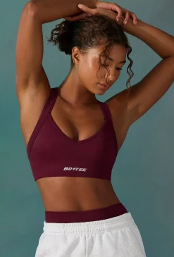 Oh Polly Matching Sets | Sports Bras^Super Sculpt Seamless Cross Back Sports Bra in Plum