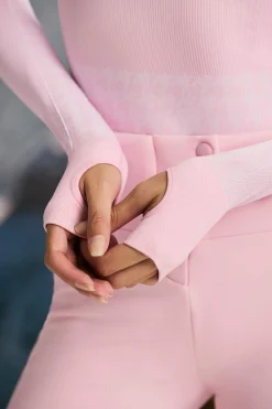 Oh Polly Tops | Tops^Super Sculpt Seamless Houndstooth Bodysuit in Pastel Pink PastelPink