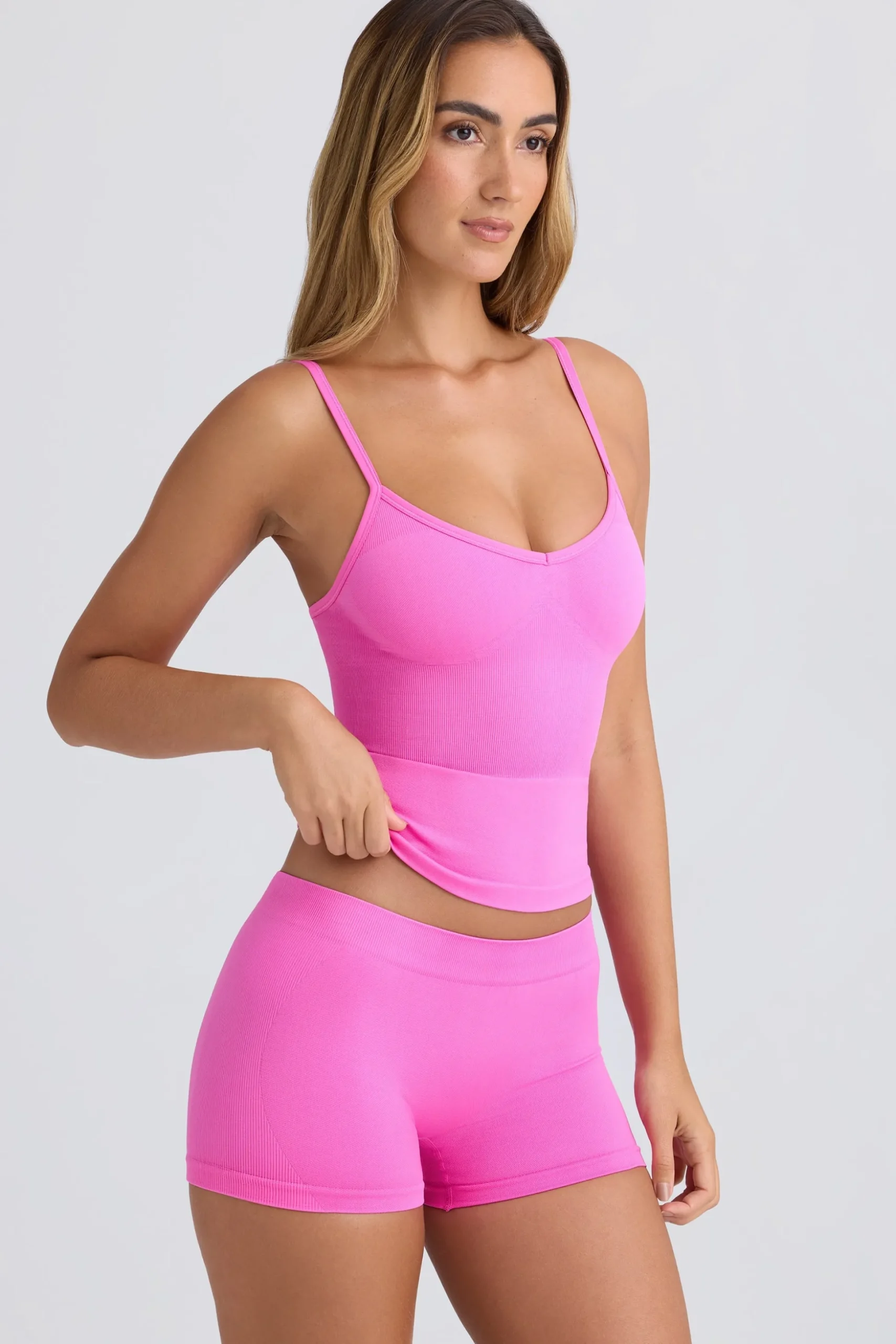 Oh Polly Matching Sets | Shorts^Super Sculpt Seamless Mid-Rise Mini Shorts in Sugar Pink SugarPink
