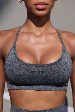 Oh Polly Matching Sets | Tops^Super Sculpt Seamless Open Back Sports Bra in Marl Black MarlBlack