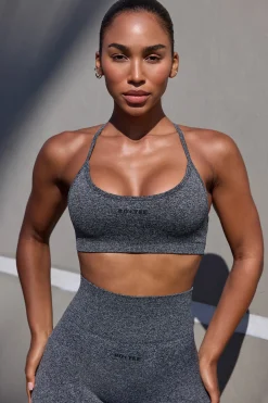 Oh Polly Matching Sets | Tops^Super Sculpt Seamless Open Back Sports Bra in Marl Black MarlBlack