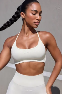 Oh Polly Matching Sets | Tops^Super Sculpt Seamless Open Back Sports Bra in Eggshell