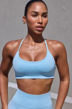 Oh Polly Matching Sets | Tops^Super Sculpt Seamless Open Back Sports Bra in Sky Blue SkyBlue