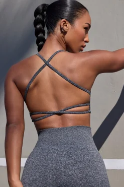 Oh Polly Matching Sets | Tops^Super Sculpt Seamless Open Back Sports Bra in Marl Black MarlBlack