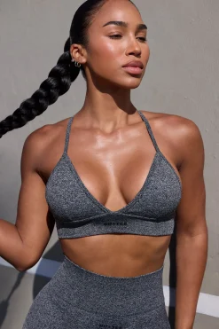 Oh Polly Women'S Clothing Sale - $65 And Under | Women'S Clothing Sale - $40 And Under^Super Sculpt Seamless Triangle Sports Bra in Marl Black MarlBlack
