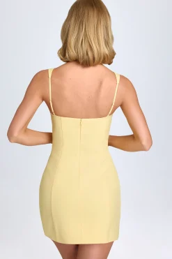 Oh Polly Georgette And Chiffon^Sweetheart-Neck Micro Mini Dress in Pastel Yellow PastelYellow