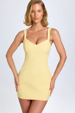 Oh Polly Georgette And Chiffon^Sweetheart-Neck Micro Mini Dress in Pastel Yellow PastelYellow