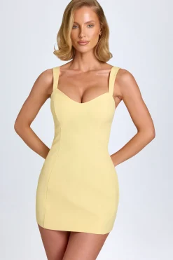 Oh Polly Georgette And Chiffon^Sweetheart-Neck Micro Mini Dress in Pastel Yellow PastelYellow