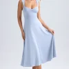 Oh Polly Wedding Guest^Sweetheart-Neck Ruched Midaxi Dress in Light Blue LightBlue