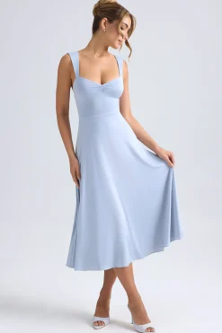 Oh Polly Wedding Guest^Sweetheart-Neck Ruched Midaxi Dress in Light Blue LightBlue
