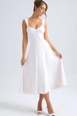 Oh Polly Bride To Be^Sweetheart-Neck Ruched Midaxi Dress in Ivory