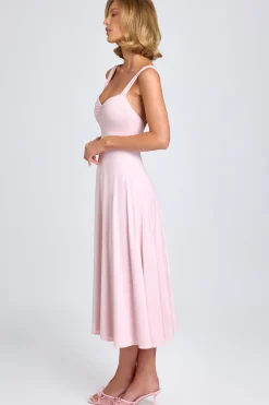 Oh Polly Wedding Guest^Sweetheart-Neck Ruched Midaxi Dress in Blush