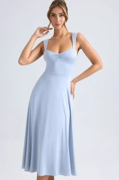 Oh Polly Wedding Guest^Sweetheart-Neck Ruched Midaxi Dress in Light Blue LightBlue