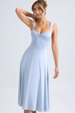 Oh Polly Wedding Guest^Sweetheart-Neck Ruched Midaxi Dress in Light Blue LightBlue