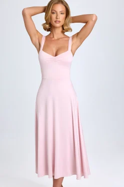 Oh Polly Wedding Guest^Sweetheart-Neck Ruched Midaxi Dress in Blush