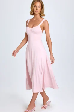 Oh Polly Wedding Guest^Sweetheart-Neck Ruched Midaxi Dress in Blush