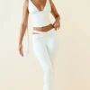 Oh Polly Bottoms^Tall Cut-Out Mid-Rise Flared Trousers in Vanilla