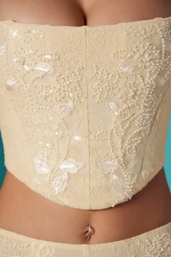 Oh Polly Women'S Clothing Sale - $65 And Under | Women'S Clothing Sale - $40 And Under^Tall Embellished Lace Low Rise Trousers in Ivory