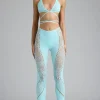 Oh Polly Women'S Clothing Sale - $65 And Under | Women'S Clothing Sale - $40 And Under^Tall Embellished Mid-Rise Flared Trousers in Ice Blue IceBlue