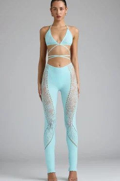 Oh Polly Women'S Clothing Sale - $65 And Under | Women'S Clothing Sale - $40 And Under^Tall Embellished Mid-Rise Flared Trousers in Ice Blue IceBlue