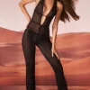 Oh Polly Women'S Clothing Sale - $65 And Under^Tall Embellished Plunge Neck Jumpsuit in Black