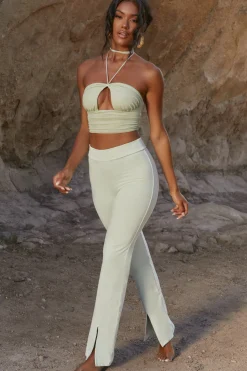 Oh Polly Women'S Clothing Sale - $65 And Under | Women'S Clothing Sale - $40 And Under^Tall High Waisted Split Hem Trousers in Green