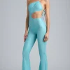 Oh Polly Women'S Clothing Sale - $65 And Under | Women'S Clothing Sale - $40 And Under^Tall Metallic Ruched Cut-Out Flared Jumpsuit in Ice Blue IceBlue